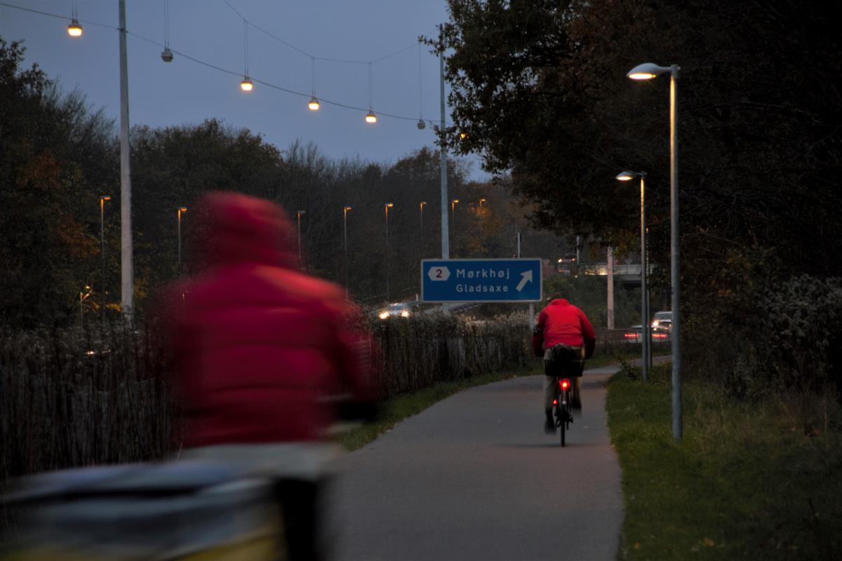 Belysning på cykelstien efter projektet